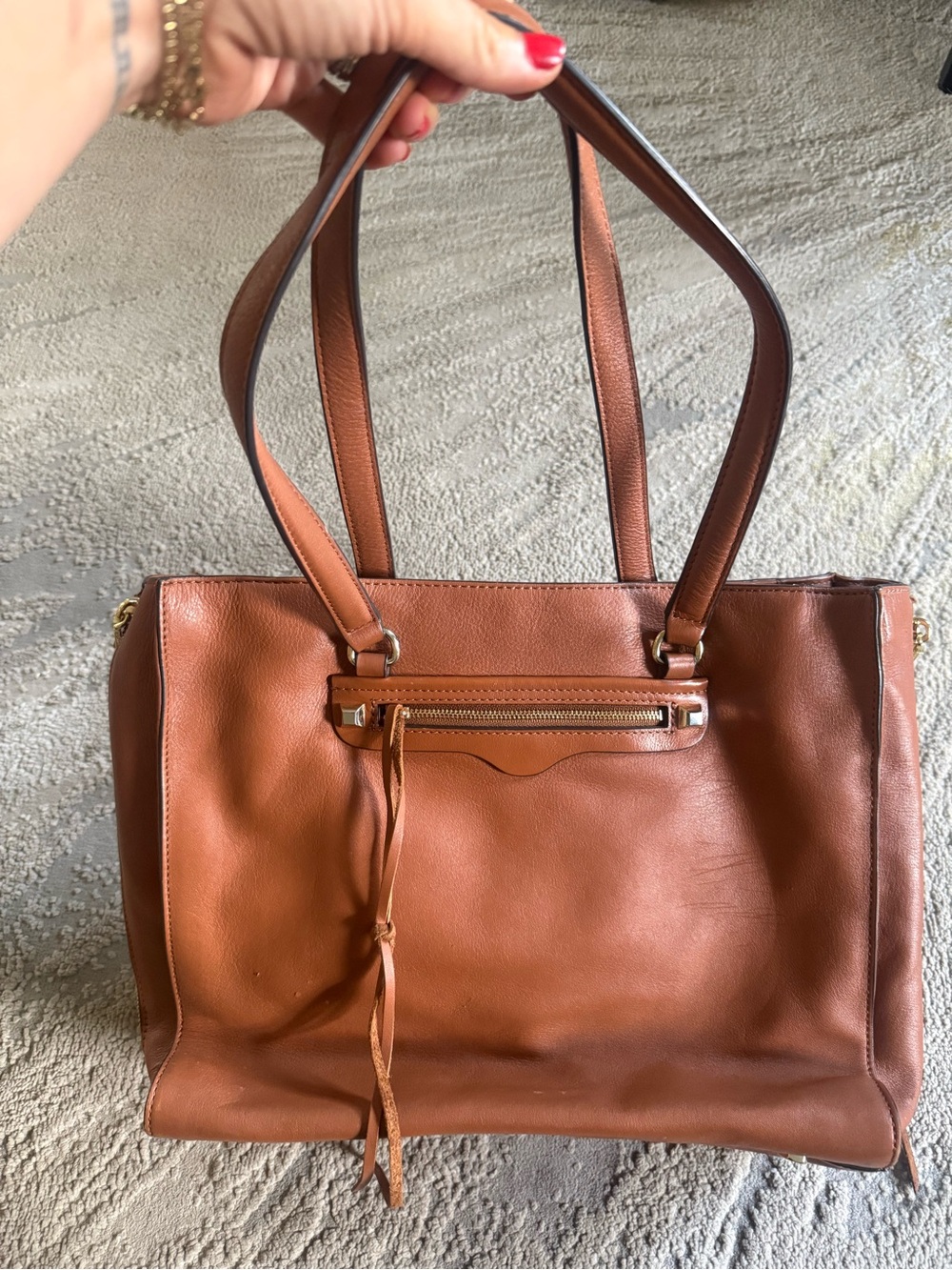 Rebecca Minkoff Always on Side Zip Regan Tote in Almond Brown leather bag